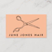 Haar Stylist Schaar Chique Barber QR Code Peach Visitekaartje (Voorkant)