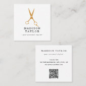 Haar Stylist Schaar Chique Tekening Goud & Wit Vierkante Visitekaartje (Voorkant / Achterkant)