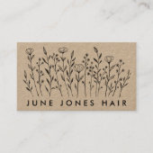 Haar Stylist Schaar Elegante Wildflower Kraft Visitekaartje (Voorkant)