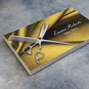 Haar Stylist Scissor & Comb Elegant Gold Visitekaartje
