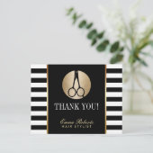 Haar Stylist Scissor Logo Modern Stripes Hartelijk Briefkaart (Staand voorkant)