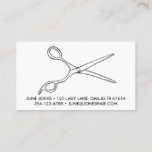 Haar Stylist Scissors Chic Line Drawing CUSTOM Visitekaartje (Achterkant)