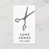 Haar Stylist Scissors Chic Minimal Line Art CUSTOM Visitekaartje (Voorkant)