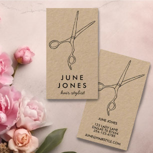 Haar Stylist Scissors Chic Minimal Line Art CUSTOM Visitekaartje