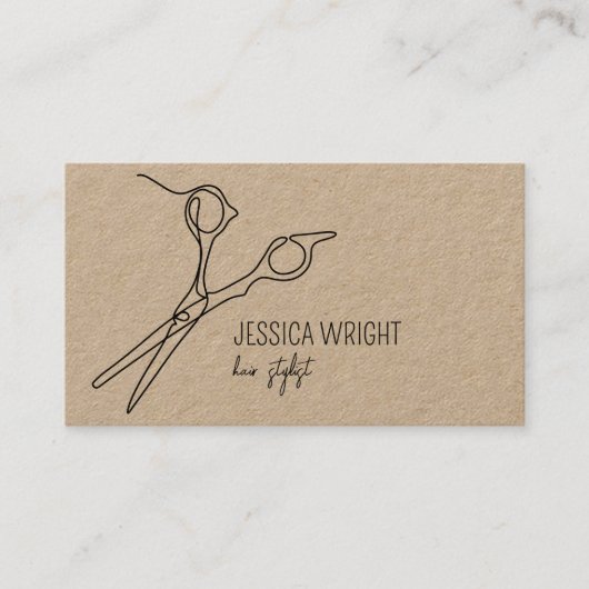 Haar Stylist Scissors Chic Simple Line Art Visitekaartje (Voorkant)