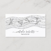 Haar Stylist Scissors & Long Hair Drawing Salon Visitekaartje (Voorkant)