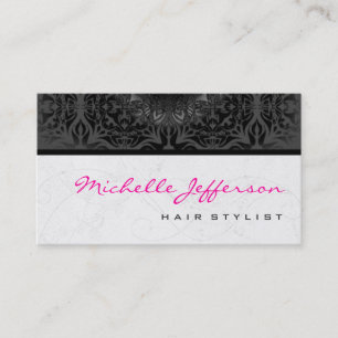 Haar Stylist Script Grey Pattern Visitekaartje
