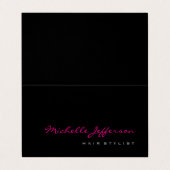 Haar Stylist Script Grijs Roze Trendy Gevouwen Visitekaartjes (Buitenkant ongevouwen)