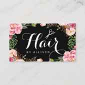 Haar Stylist Script Roze Floral Appointcard Afsprakenkaartje (Voorkant)