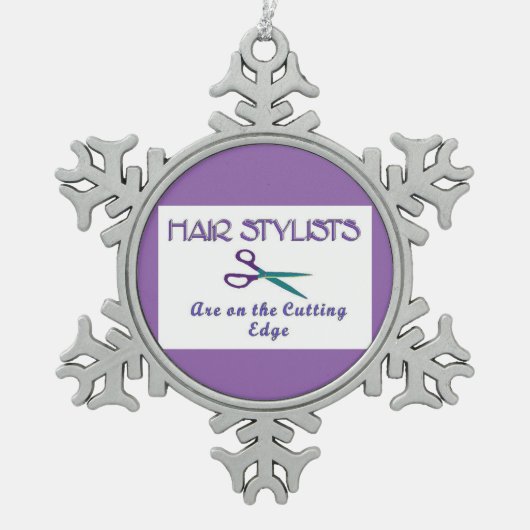 Haar Stylist snijkant Tin Sneeuwvlok Ornament (Voorkant)