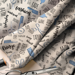 Haar Stylist Tekst en Gereedschap Blauw1 ID749 Stof