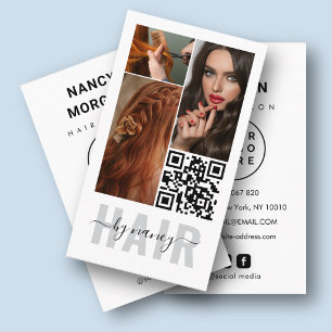 Haar Typografie 3 Foto Collage Qr Code Logo Visitekaartje