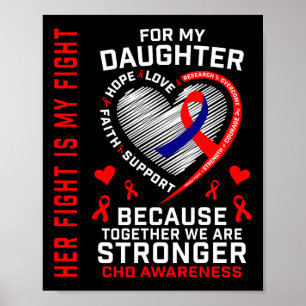 Haar vechtdochter CHD Awareness Heart Disease Gra Poster