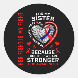 Haar vechtzuster CHD Awareness Heart Disease Graph Ronde Sticker