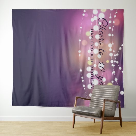 Haar verjaardag foto achtergrond string lichten pa wandkleed (In Situ (horizontaal))