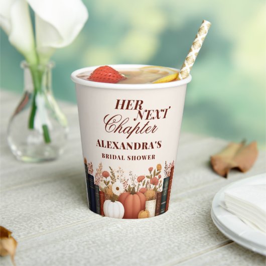 Haar Volgende Hoofdstuk Herfst Boek Thema Bruidsfe Papieren Bekers (Insitu)