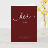Haar Vows Card Minimalist Script Maroon Kaart (Gele Bloem)