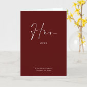 Haar Vows Card Minimalist Script Maroon Kaart (Gele Bloem)