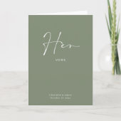 Haar Vows Card Minimalist Script Sage Green Kaart (Voorkant)