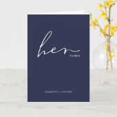 Haar Vows Kaart Minimalist Script Vows Blue (Gele Bloem)