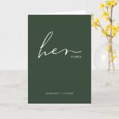 Haar Vows Kaart Minimalist Script Vows Forest Gree (Gele Bloem)