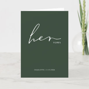 Haar Vows Kaart Minimalist Script Vows Forest Gree