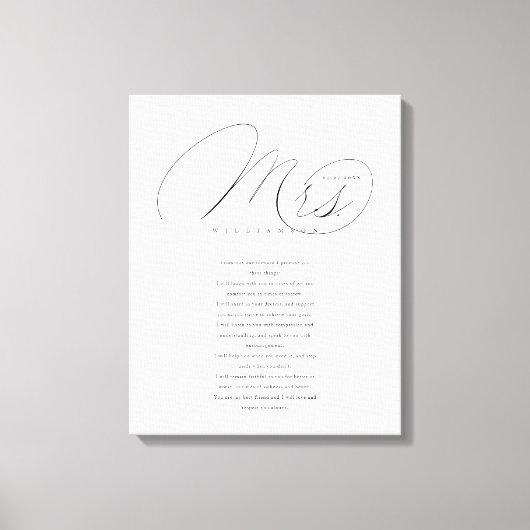 Haar Wows Elegant Mrs Passen getrouwd Wedding Vows Canvas Afdruk (Voorkant)