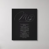 Haar Wows Elegant Mrs Passen getrouwd Wedding Vows Canvas Afdruk (Voorkant)