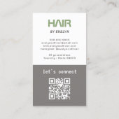 Haar Zwart Wit Foto QR Code Visitekaartje (Achterkant)