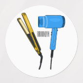 Haardroger en haarrechtse illustratie labels (Design 1)