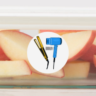 Haardroger en haarrechtse illustratie labels