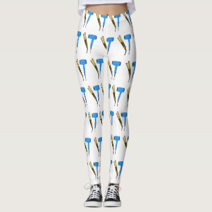 Haardroger en haarrechtse illustratie leggings