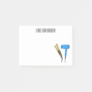 Haardroger en haarrechtse illustratie post-it® notes