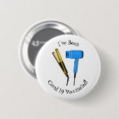 Haardroger en haarrechtse illustratie ronde button 5,7 cm (Voorkant /achterkant)