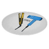 Haardroger en haarrechtse illustratie snijplank (Hoek)