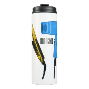 Haardroger en haarrechtse illustratie thermosbeker