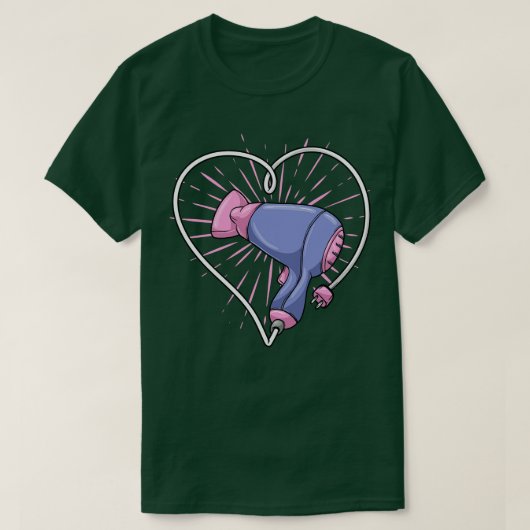 Haardroger met Kabelvoer en Hart T-shirt (Design voorkant)