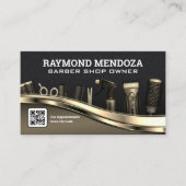 Haargereedschap | QR-code | Goud Metaal Visitekaartje (Voorkant)