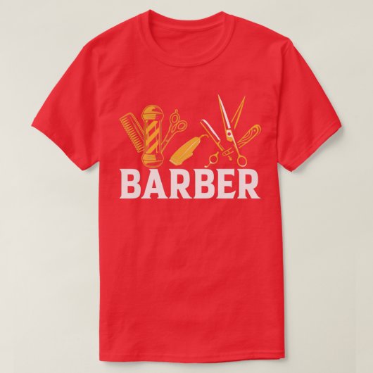 haarkapster met baardscheerhaar t-shirt (Design voorkant)