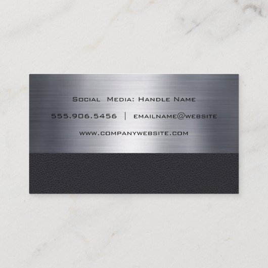 Haarknipgereedschap | Metaal | Leder Visitekaartje (Achterkant)