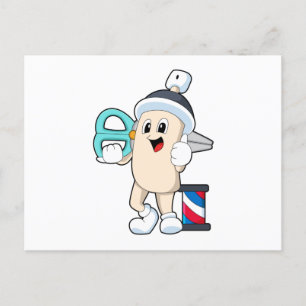 Haarlak als kapper met schaar briefkaart