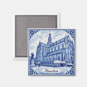 Haarlem church Delft Blue style magnet (Recto/Verso)