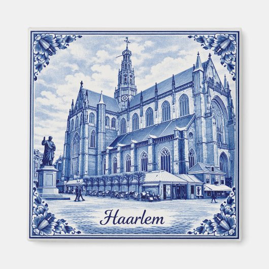 Haarlem church Delft Blue style magnet (Devant)