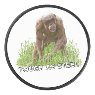 Haarloze chimp taai als staal hockey puck