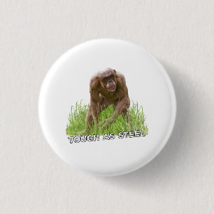 Haarloze chimp taai als staal ronde button 3,2 cm