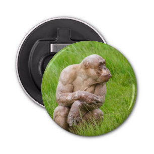 Haarloze chimpansee button flesopener