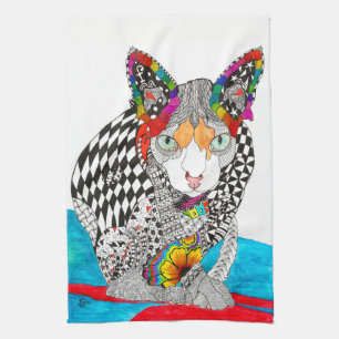 Haarloze Sphynx keukenhanddoek