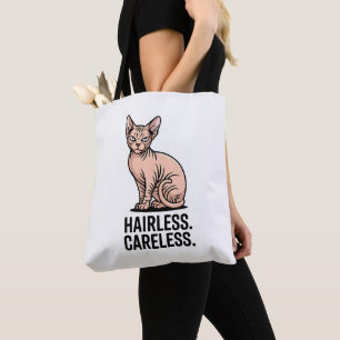 Haarloze Zorgeloze Sphynx Kat Houding Kunst Draagtas