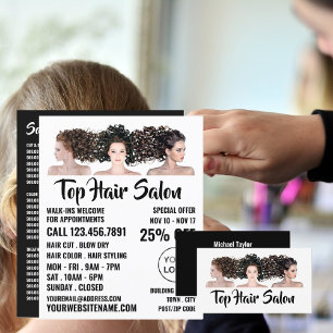 Haarmodellen, haarstylist, haarsalon visitekaartje