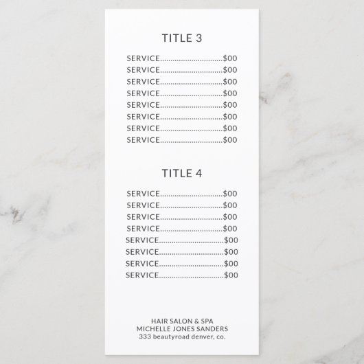 Haarsalon eenvoudige witte lijst programma (Achterkant)